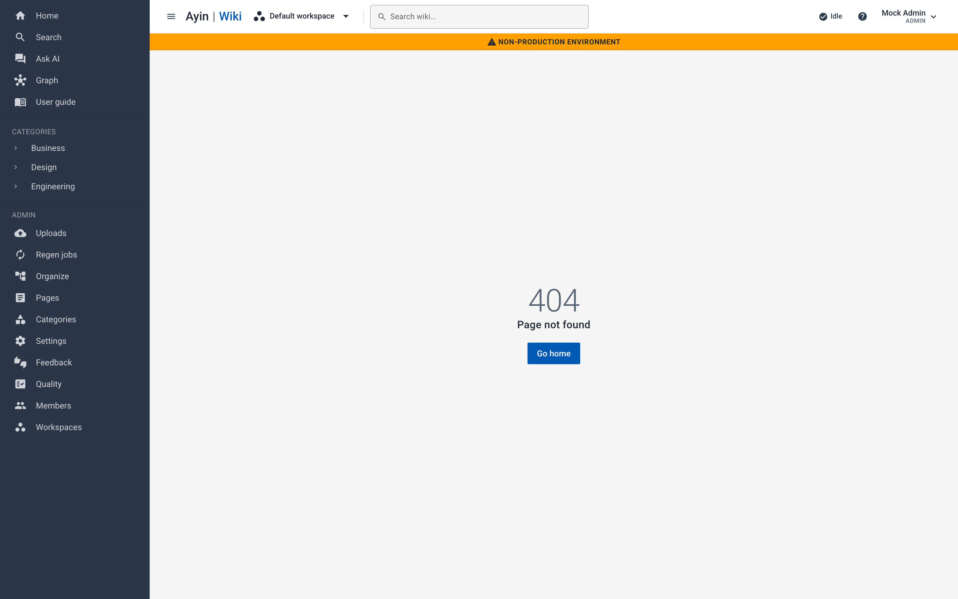 Admin pages table listing generated wiki pages by category and model
