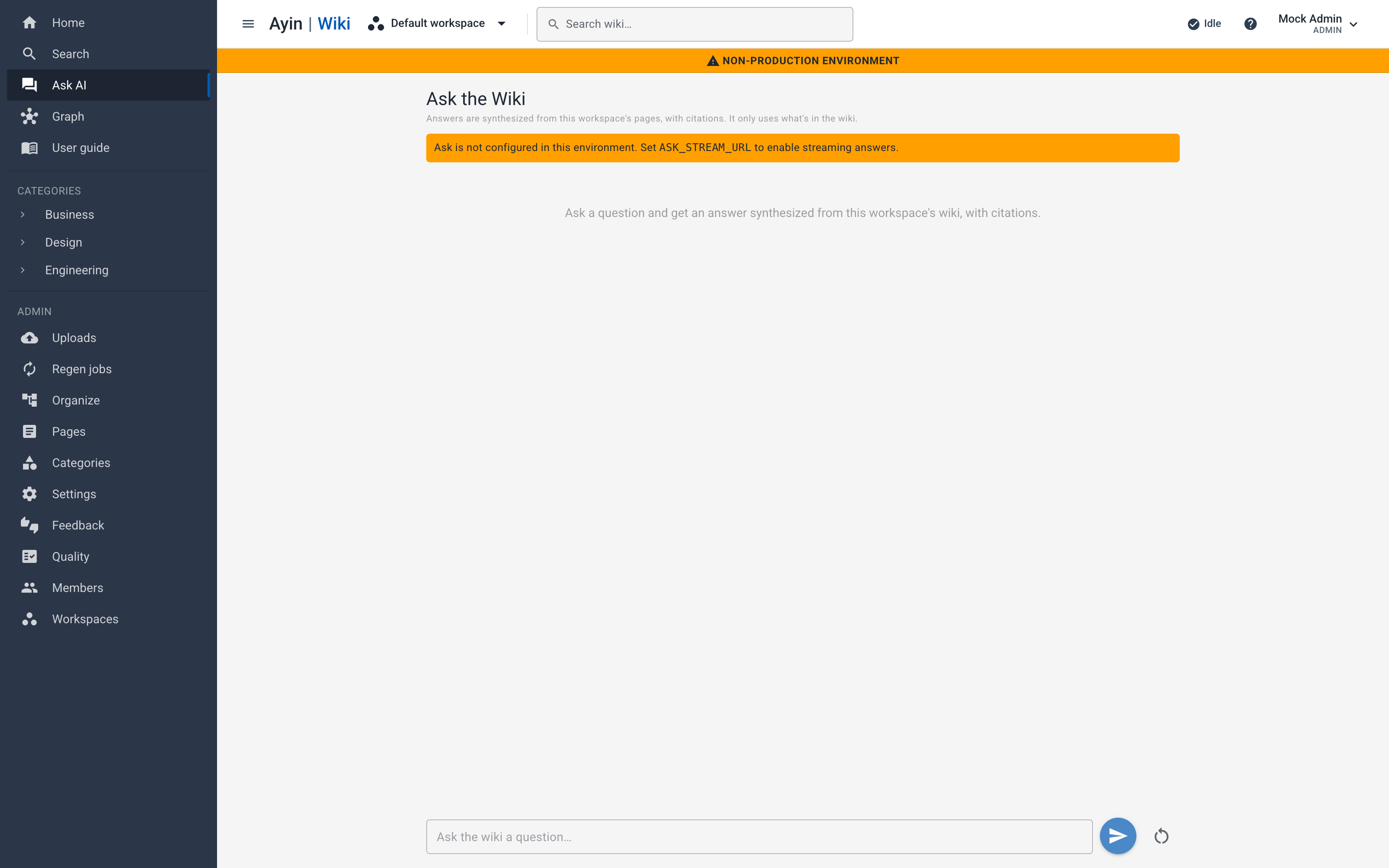 Ask AI grounded Q&A surface for the wiki